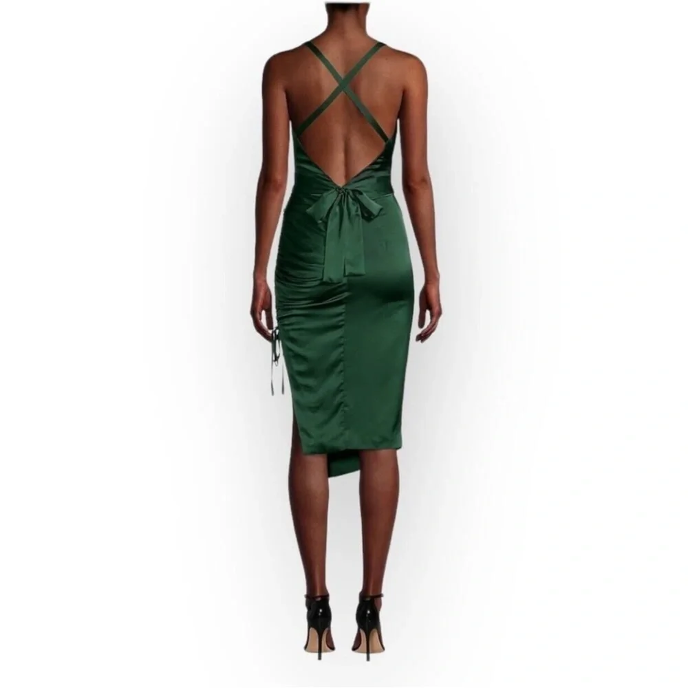 NWT Lavish Alice Dark Green Backless Dress - Picture 9 of 12